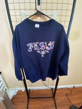 Just My Size Jesus Floral Graphic Crewneck Sweatshirt